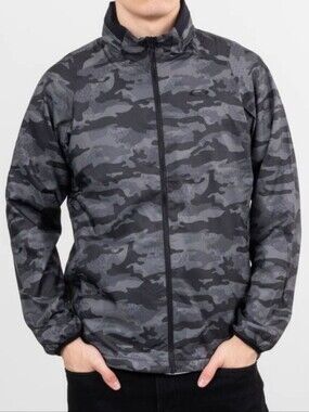 Oakley Men's Black & Gray Camo Windbreaker Jacket